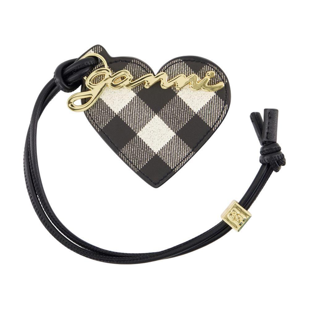 キーホルダー・キーリング Ganni Bou Heart Keyring - Ganni - Leather - Black Ganni Key chain at Mayke.com