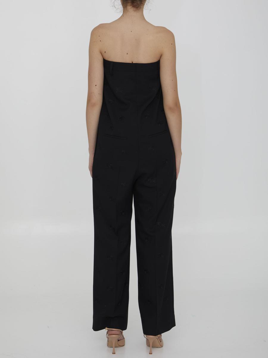 ワンピース Burberry Tailored wool jumpsuit Burberry Ladies Azure Blue Lampton Check Tie Waist Jumpsuit