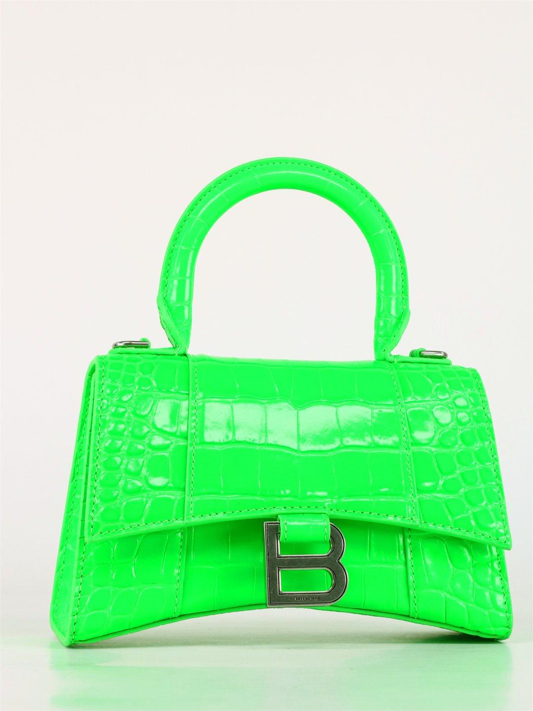 Balenciaga Leather Hourglass Xs Top Handle Bag Green | Lyst