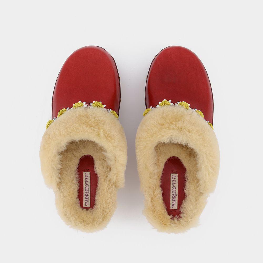 Fabrizio Viti Jean Daisy Trim Clog in Red | Lyst UK