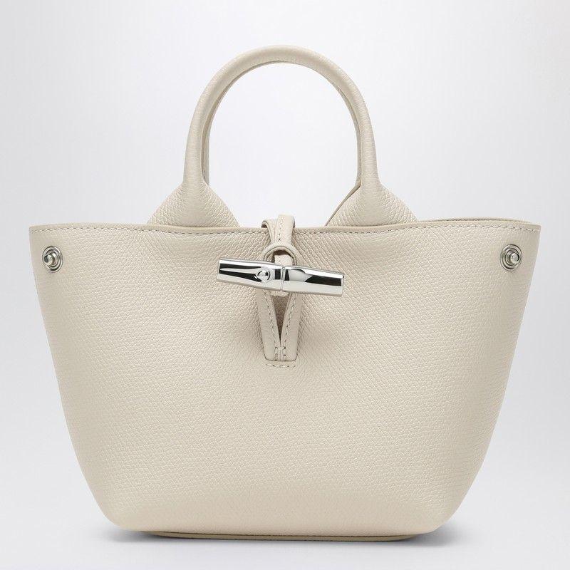 Longchamp Bamboo Top-Handle Leather Crossbody Bag in Natural