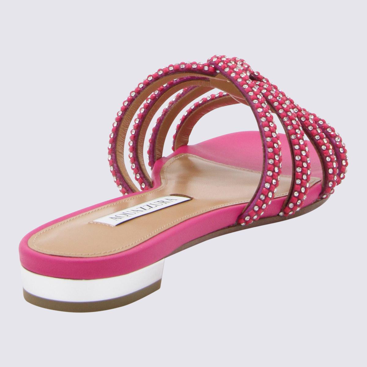 AQUAZZURA FUCHSIA PINK レザー サンダル FUCHSIA PINK LEATHER SANDALS
