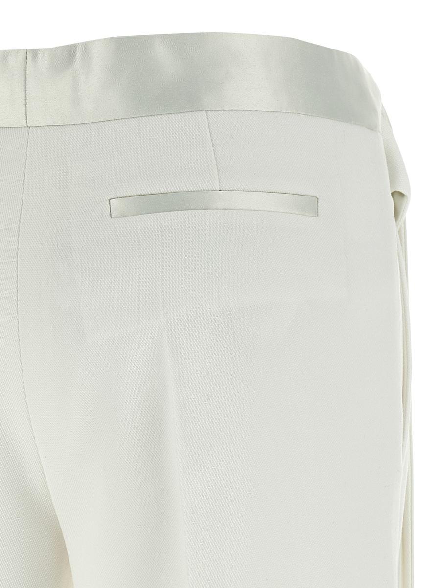 パンツ VICTORIA BECKHAM 'Satin Waistband' pants White Victoria Beckham 'Satin Waistband' Pants in White | Lyst