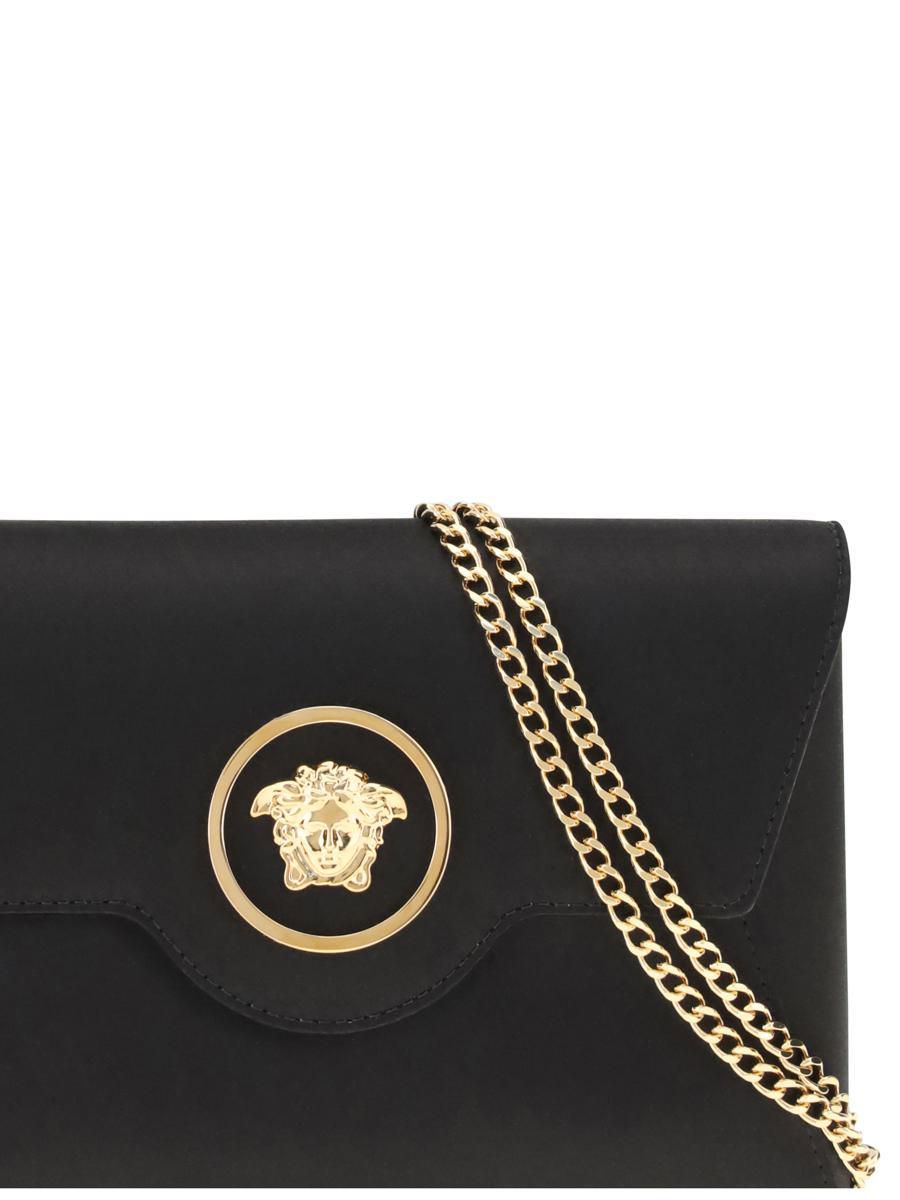【送関込】VERSACE ショルダーボディバッグ ロゴ レザー シボ Designer Versace Leather Shoulder Crossbody Bags for Women