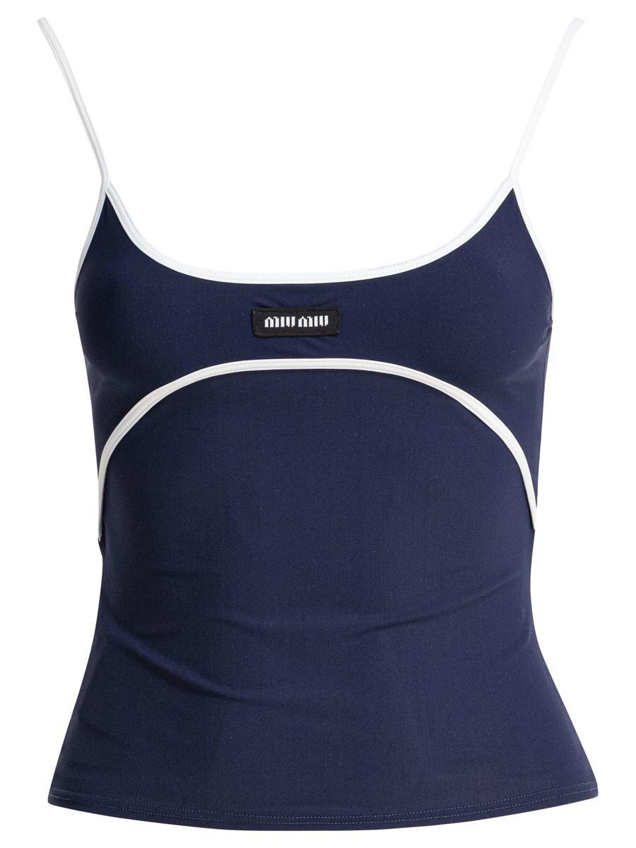 トップス MIUMIU Navy Short Tank Top MIUMIU Navy Short Tank Top