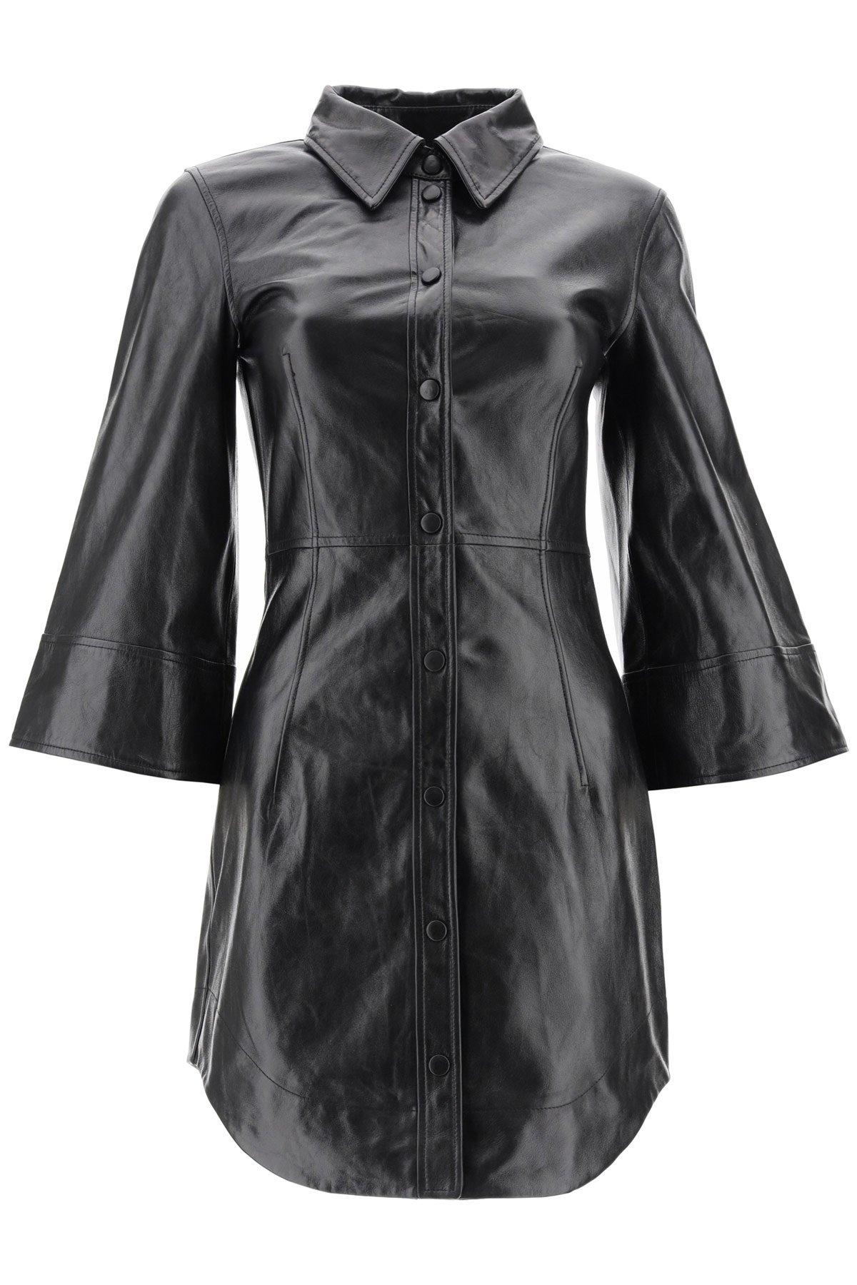 Ganni leather mini dress hot sale