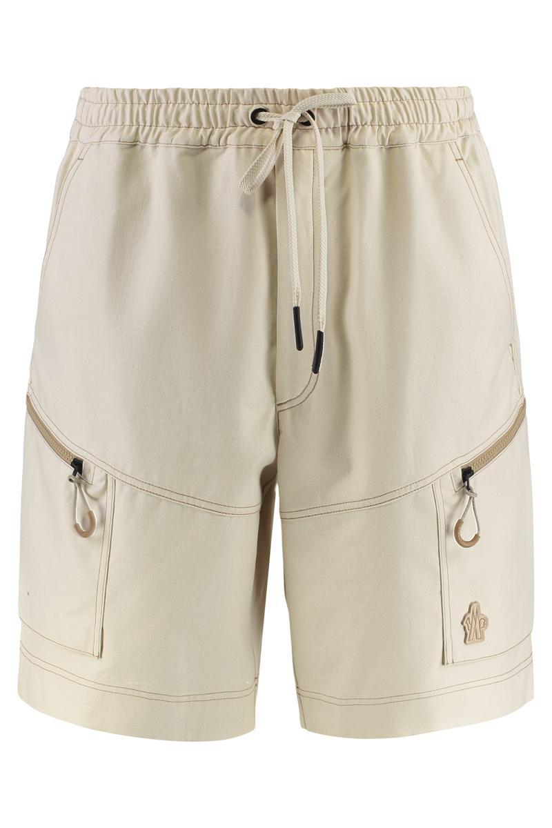 ショートパンツ MONCLER Stretch cotton shorts with maxi logo patch Beige Moncler Stretch cotton shorts with maxi logo patch in Beige