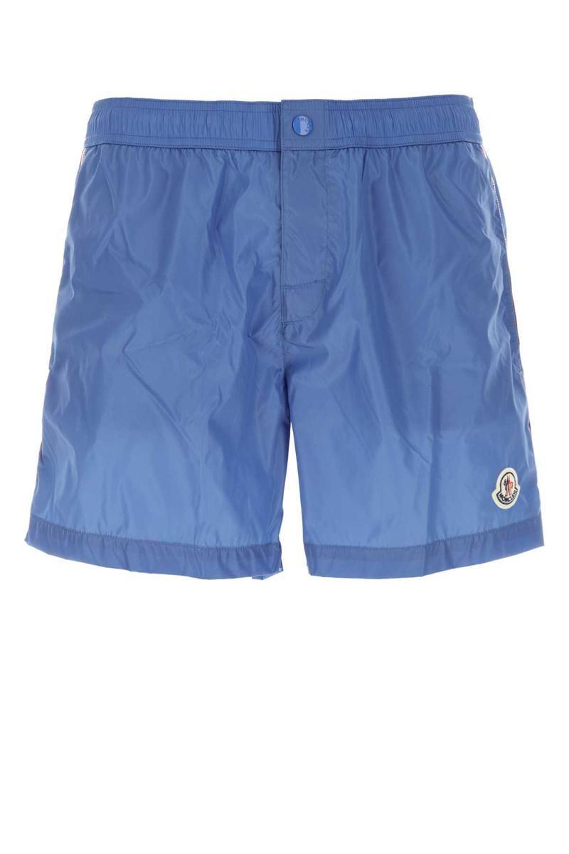 Moncler Logo Patch Detail Elastic Waist Swim Shorts in Blue for Men | Lyst