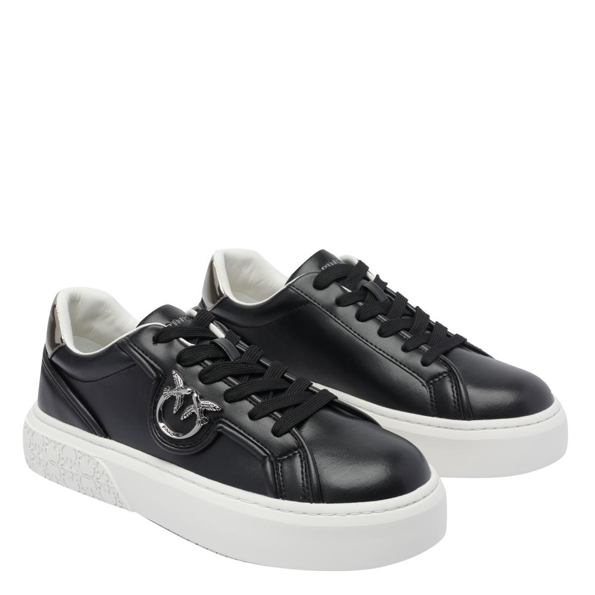 スニーカー PINKO Woman Sneakers Black SS0065T030 Z99 Perforated Ariel sneakers with bird logo