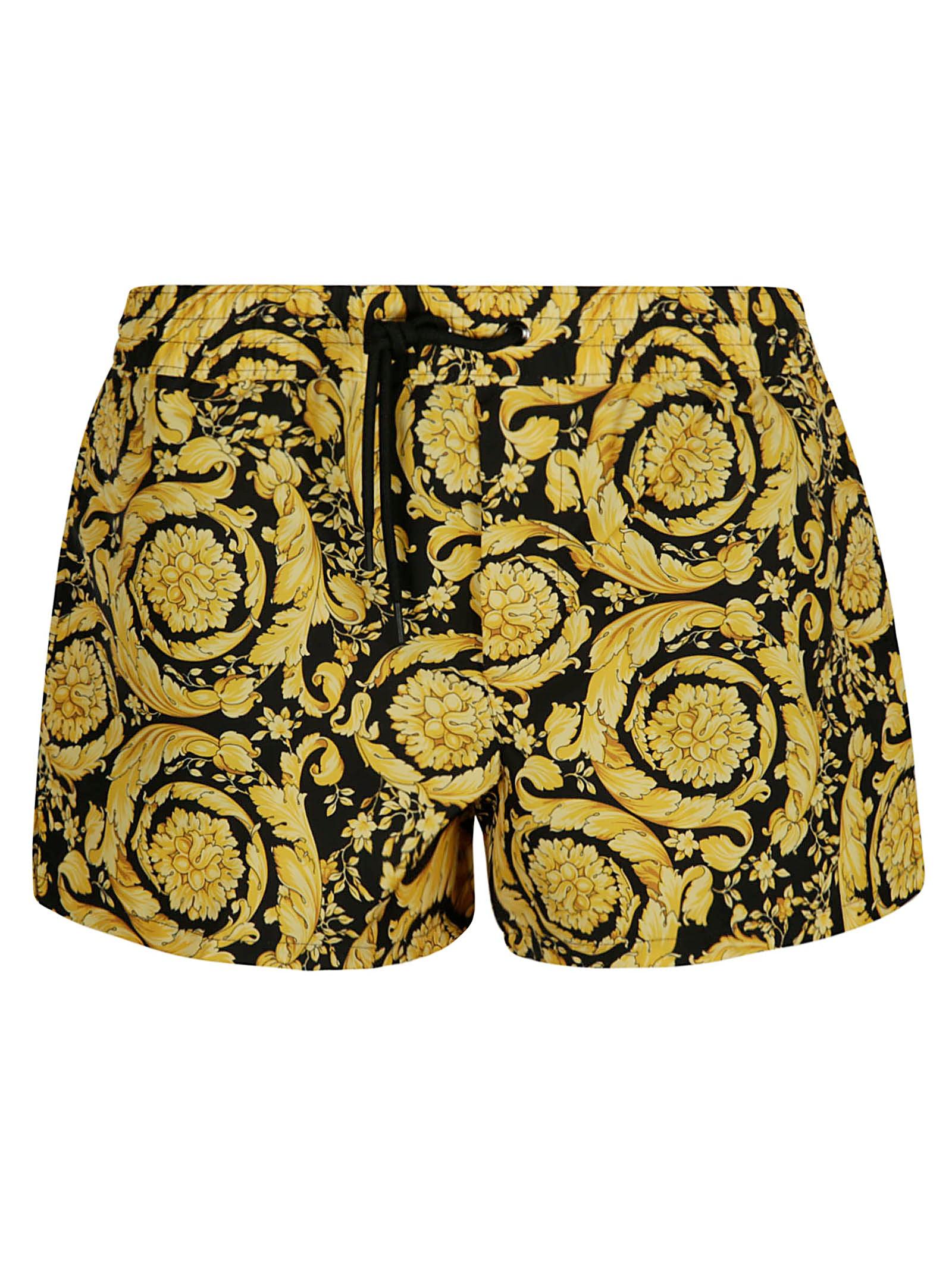 Mens Clothing Beachwear Versace Barocco-printed Swim Shorts in Yellow for Men 