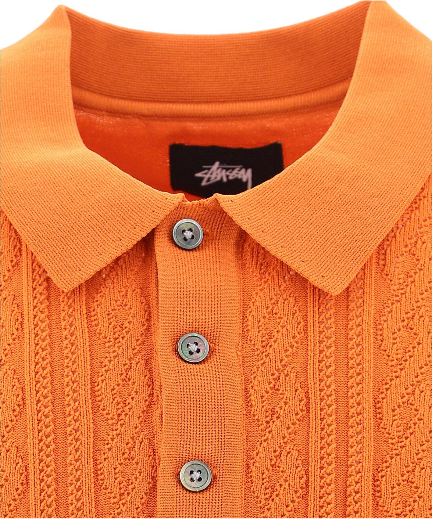 Stussy cable ss polo shirt orange-