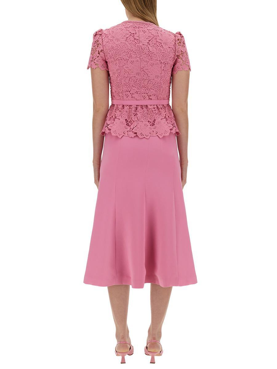 Self-Portrait Tailored Lace Midi Dress in Pink | Lyst UK