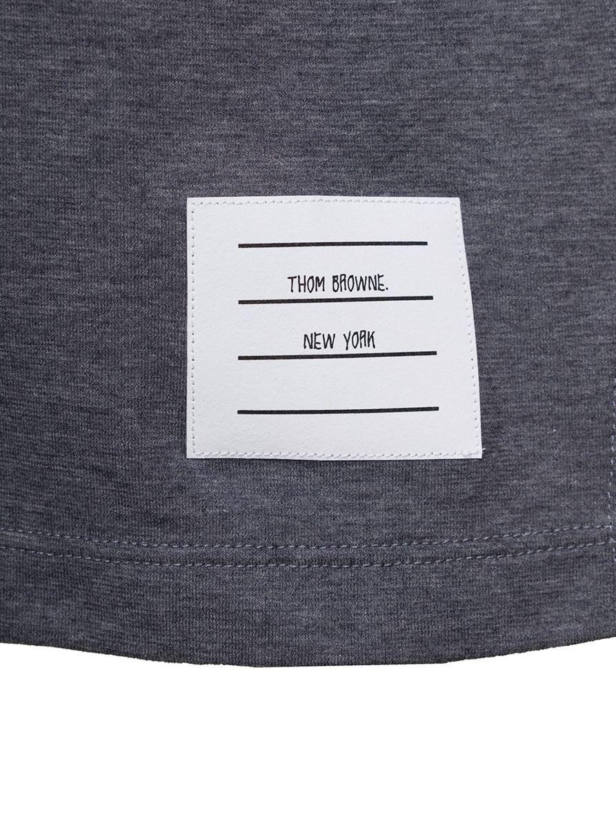 Thom Browne logo-patch Short-Sleeve Polo Shirt - Grey