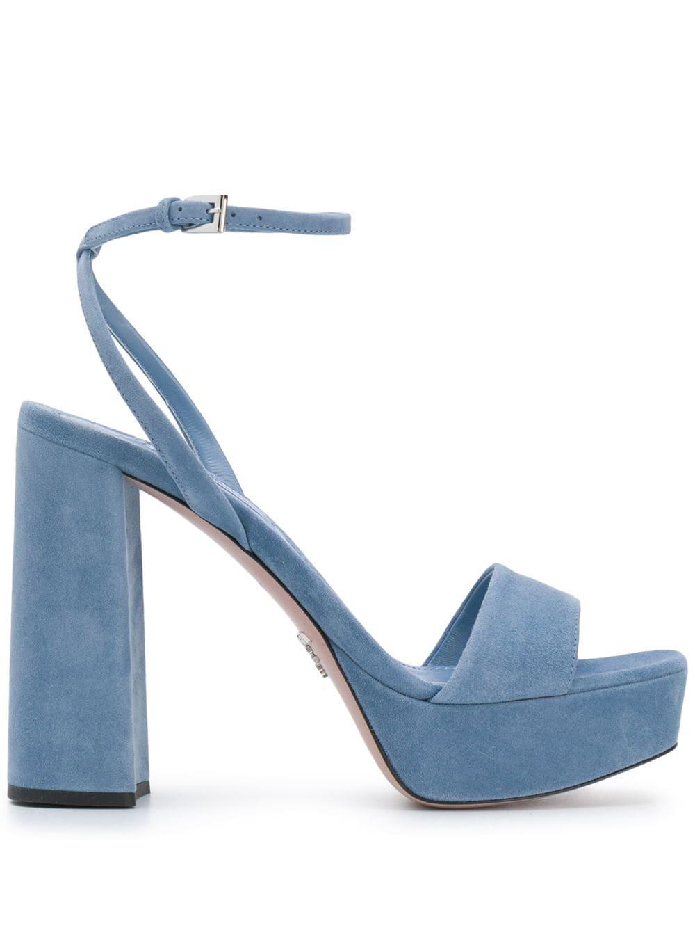 Prada Chunky Heel 125mm Platform Sandals in Blue | Lyst