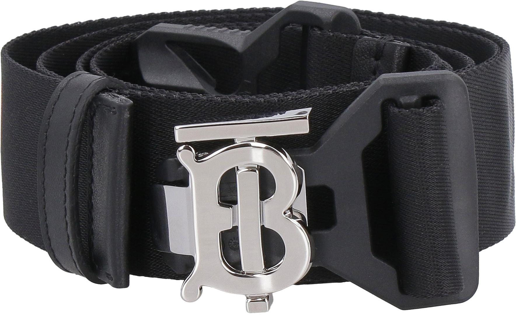 Burberry Matte Monogram Motif Leather Belt In Black