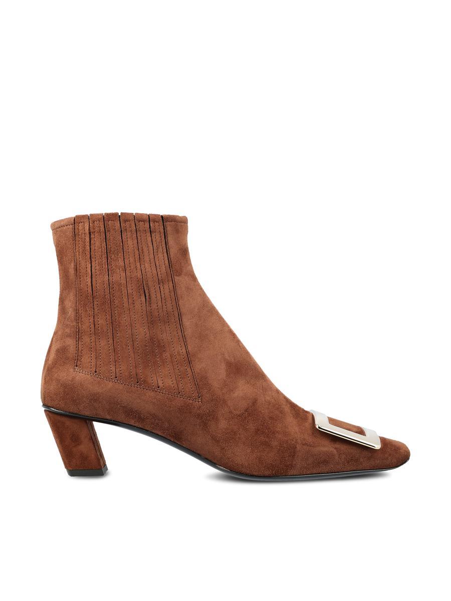 【関税&送料込】Roger Vivier Tres Vivier Ankle Boots In Brow Très Vivier Booties in suede Brown Woman