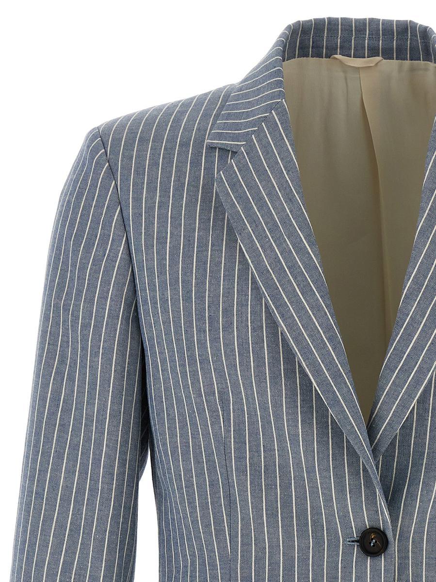 ジャケット BRUNELLO CUCINELLI Pinstripe twill blazer Brunello Cucinelli Pinstripe Twill Blazer in Blue | Lyst
