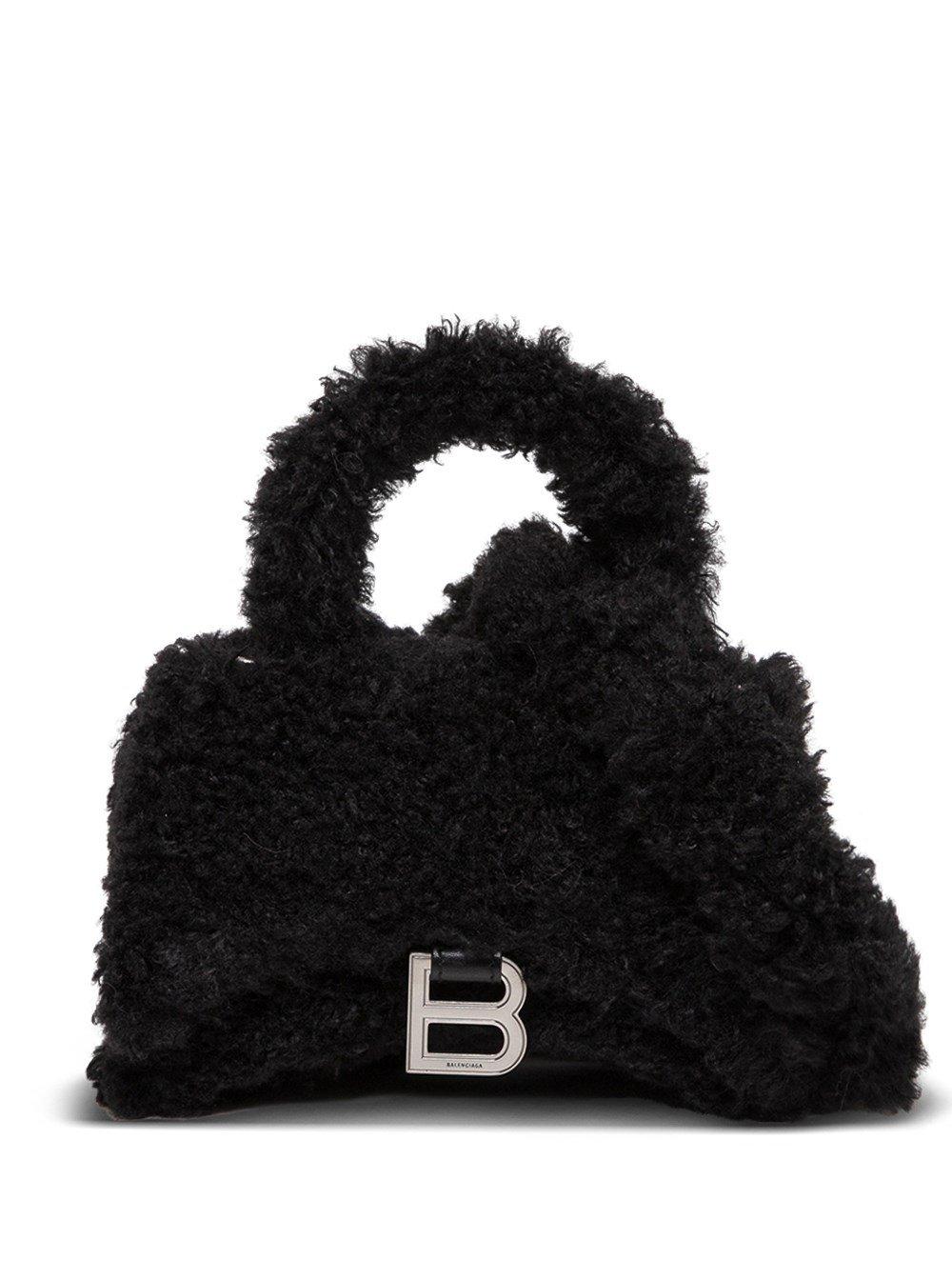 fluffy black handbag