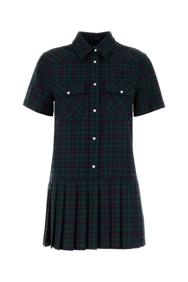 ワンピース Miu Miu SHORT DRESS Miu Miu Star Button One Piece Dress with Beads and Ruffles