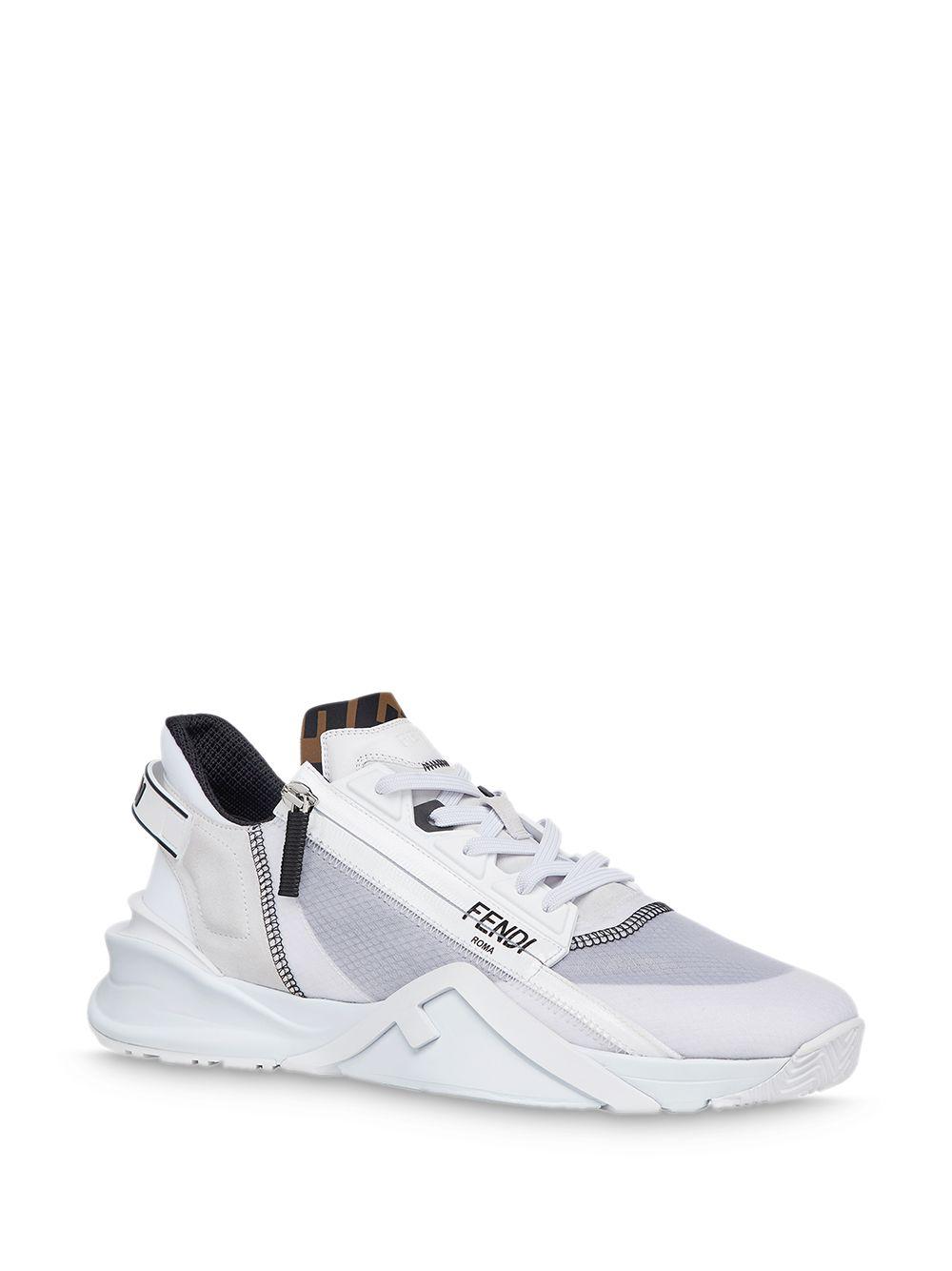 Fendi Leather Zip Running Style Sneakers in White for Men | Lyst