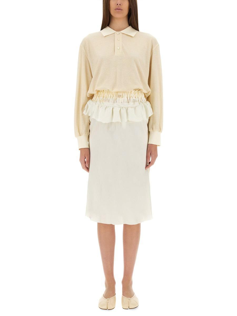 【Maison Margiela】 Polo Midi Dress Maison Margiela Midi Dress With Polo-Style Top in Natural | Lyst