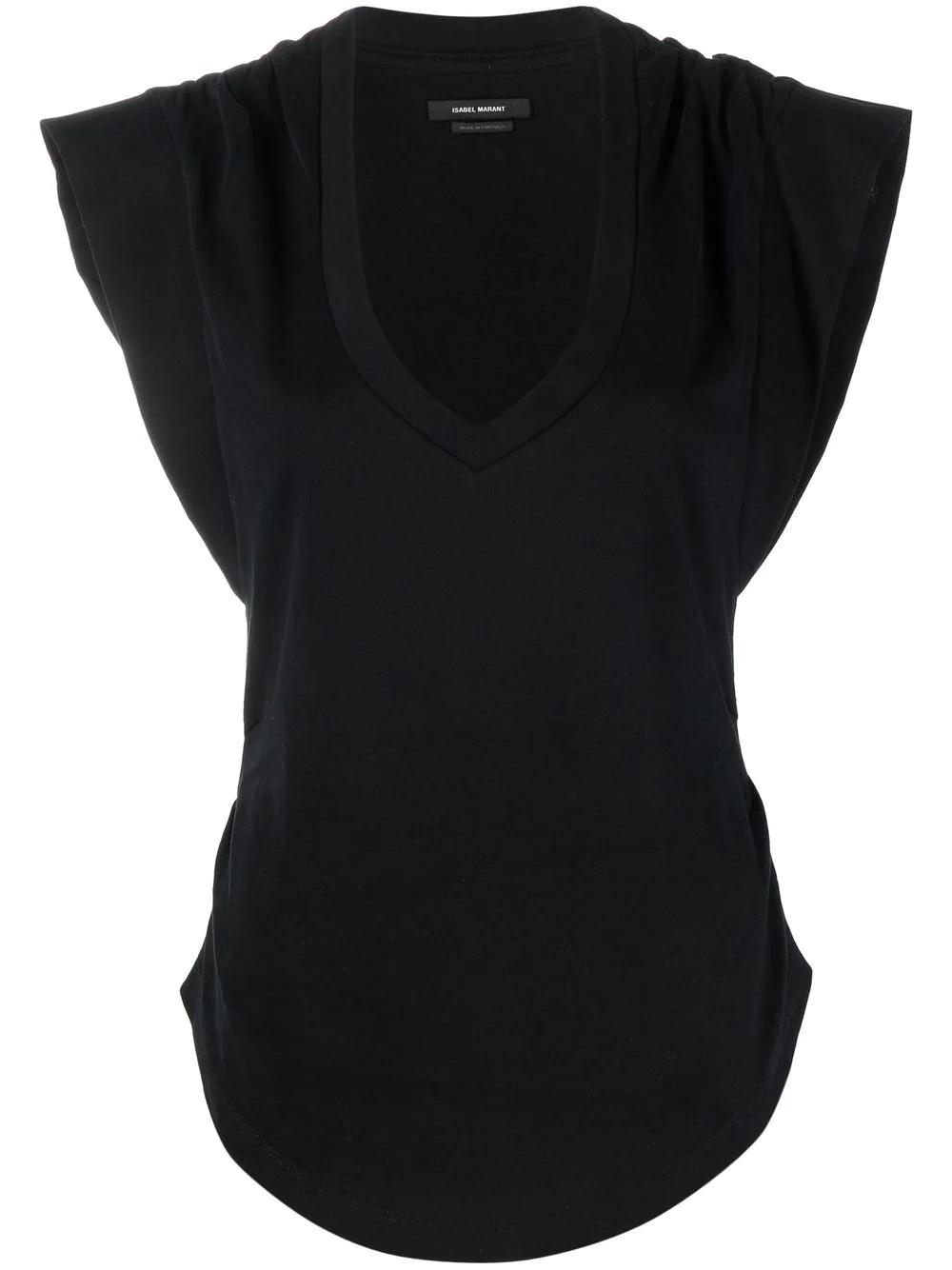 Isabel Marant V-neck Cotton T-shirt Black - Save 37% | Lyst