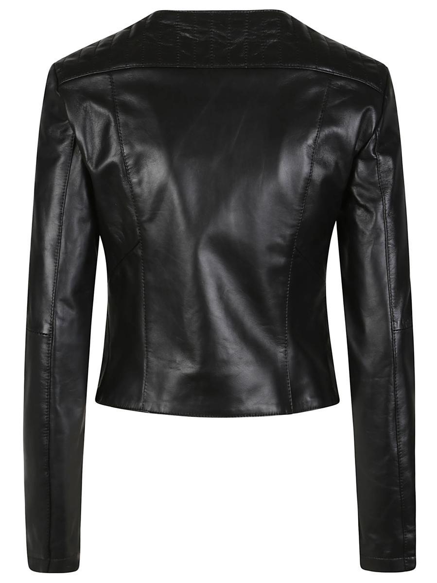 Patrizia Pepe Long Sleeve Leather Jacket | Black | FARFETCH