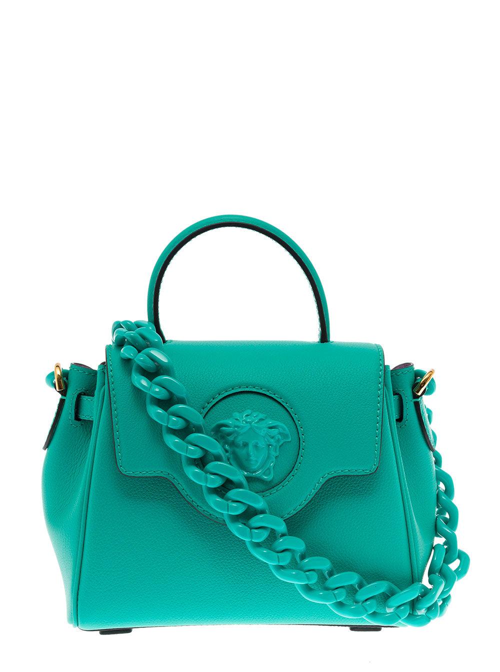 Versace Woman's La Medusa Turquoise Leather Handbag