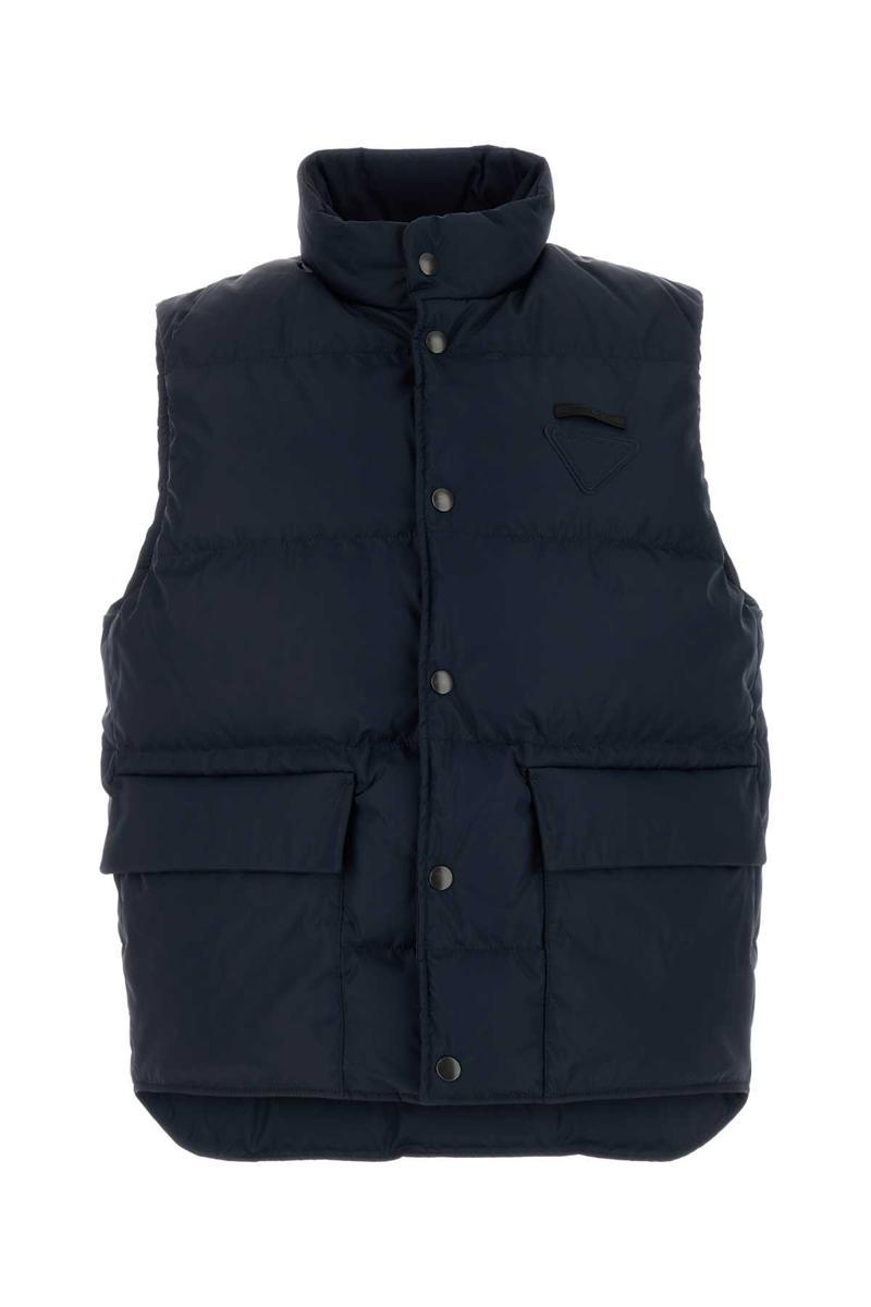 ベスト・ジレ Prada Navy Blue Wool Vest Pinstripe oversized virgin wool vest in blue - Prada | Mytheresa