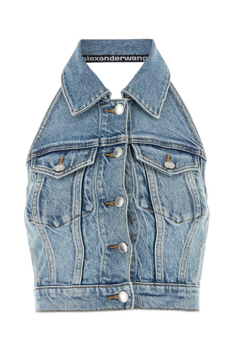 【関税&送料込】Alexander Wang Cropped Vest With Bows And Cr Alexander Wang Sleeveless Deep V-neck Top in Black | FWRD