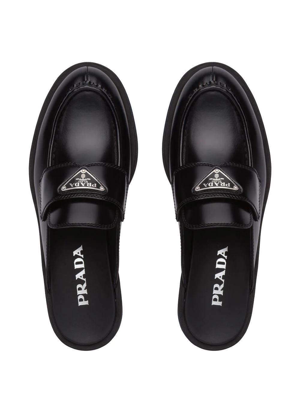 prada logo leather mules