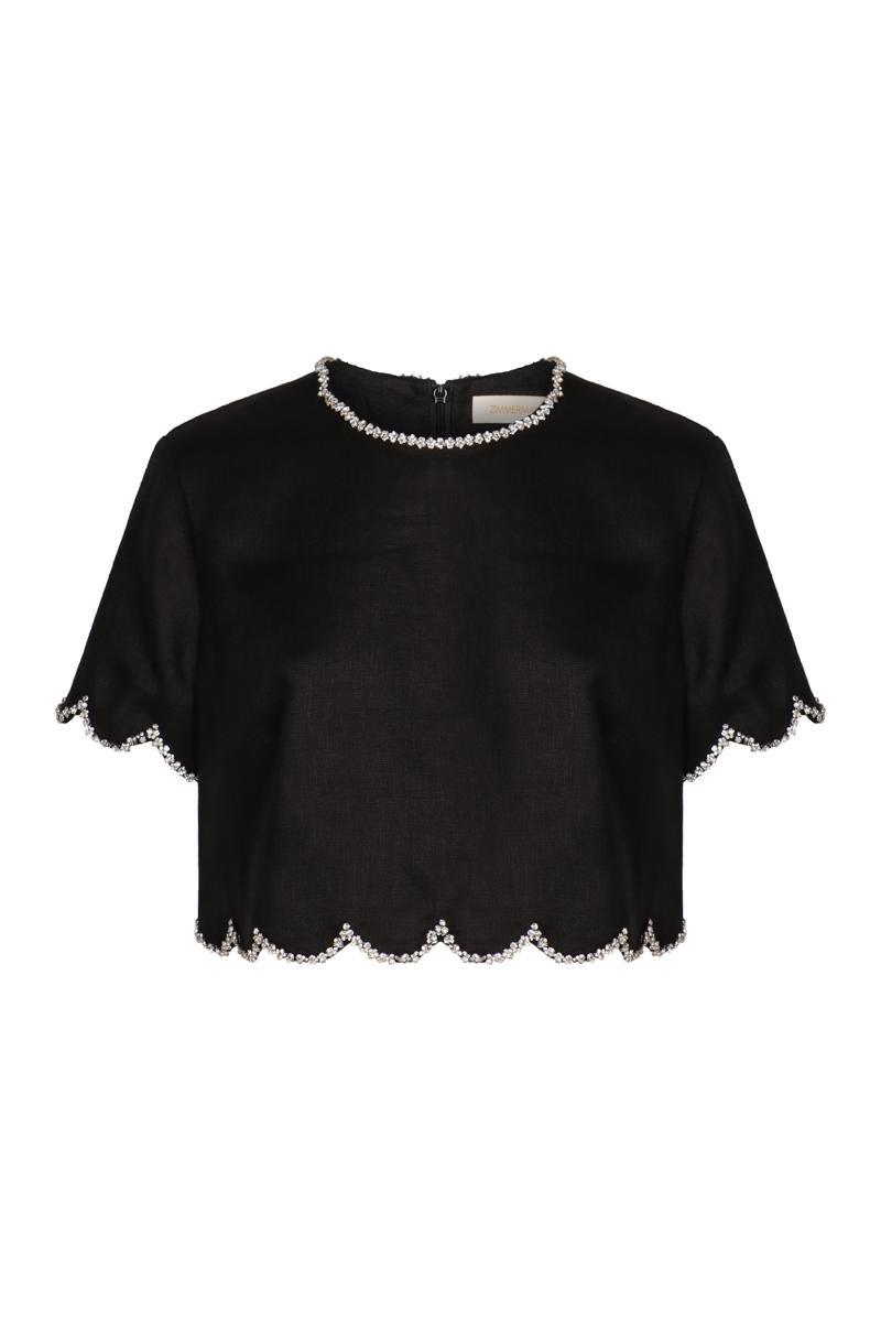 Tシャツ・カットソー ZIMMERMANN Women Tops 0677TF241 BLKRCO black ZIMMERMANN: Shirt woman - Black | Zimmermann shirt 0677TF241