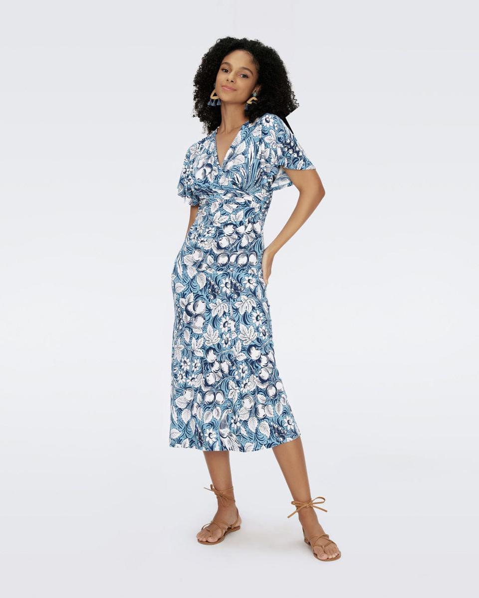 Dvf flutter sleeve dress discount