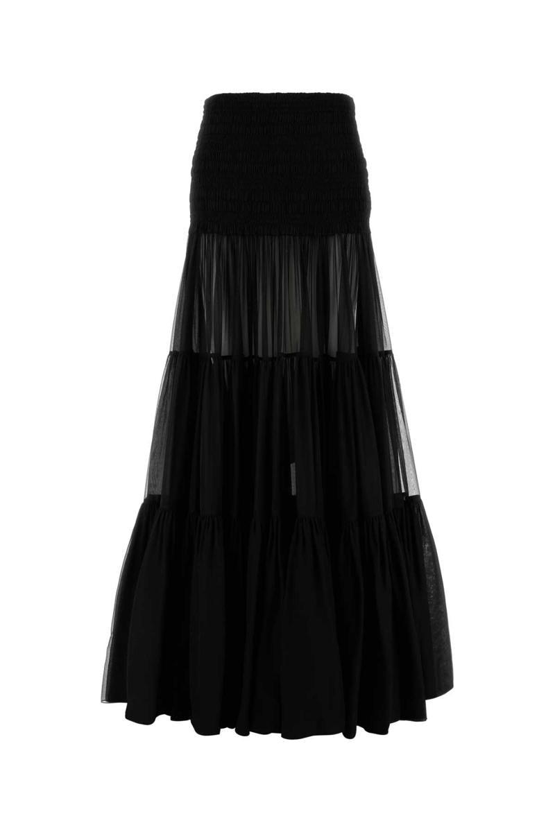 Saint Laurent Crepe Skirt in Black | Lyst