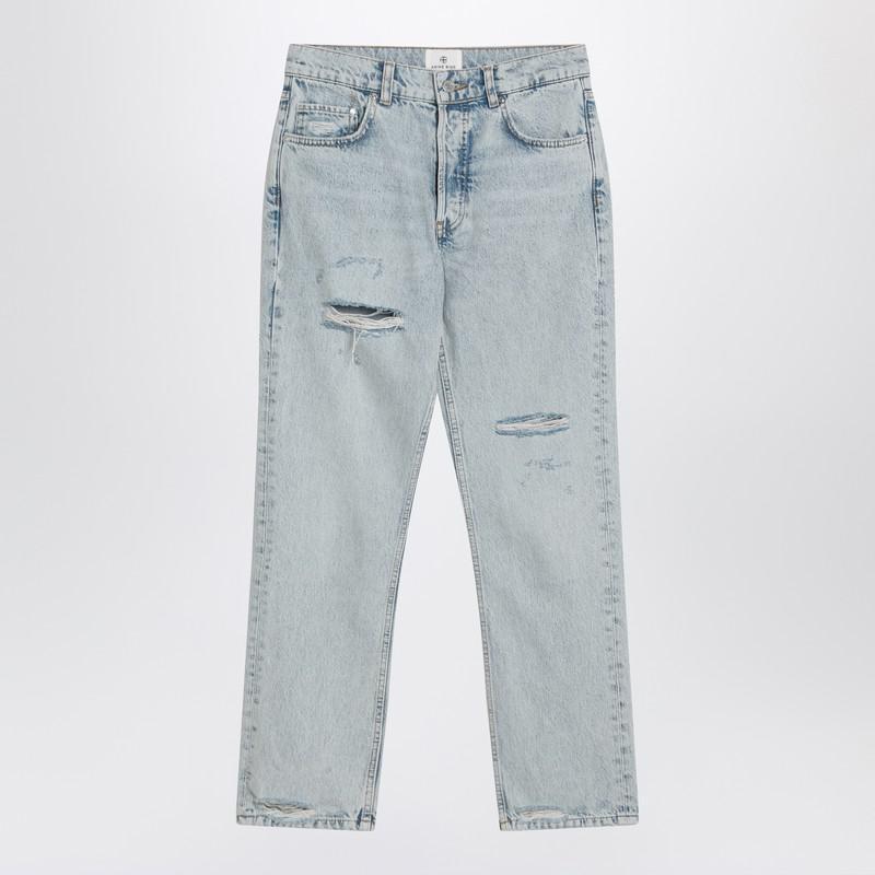 Anine Bing Kate Straight-Leg Bleached Jeans in Blue | Lyst