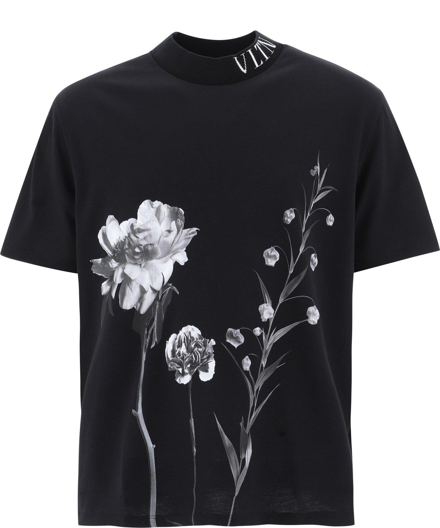 Sinewi sikring fantom Valentino "vltn Floral" T-shirt in Black for Men | Lyst
