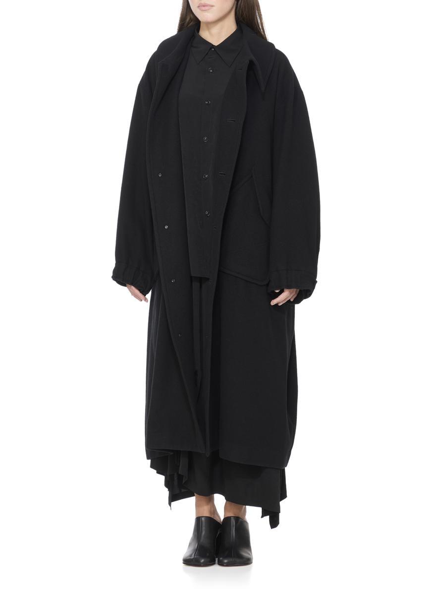 ジャケット・アウター Y's Long Coat Y's Yohji Yamamoto black long double breasted coat — spring