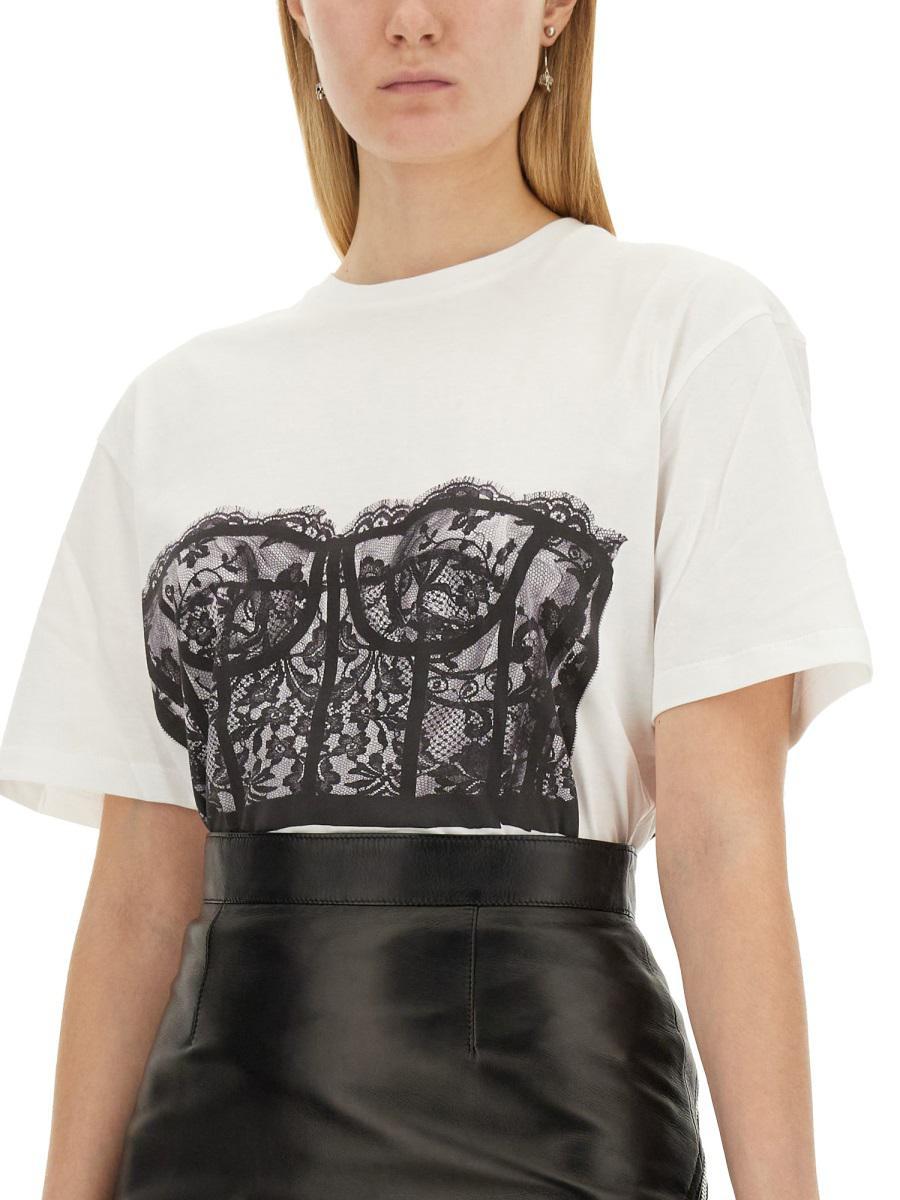 McQueen Corset Print T-shirt in Black | Lyst