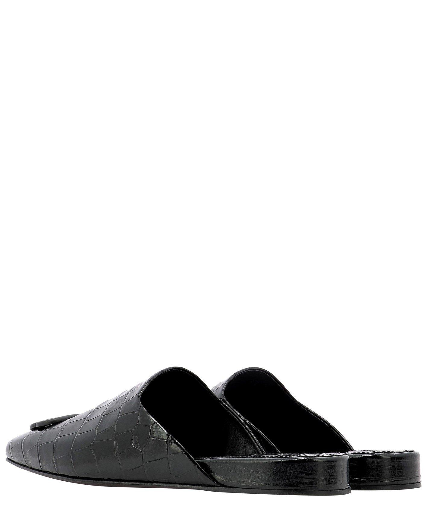 Balenciaga Bb Cosy Croc-print Leather Mules in Black for Men Balenciaga Bb Cosy Croc-print Leather Mules in Black for Men