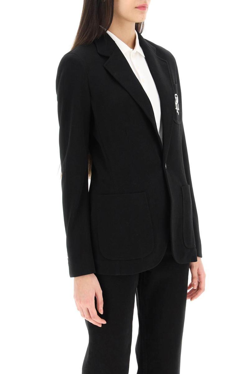 Polo Ralph Lauren Stretch Knit Blazer With Monogram Embroidery in Black |  Lyst