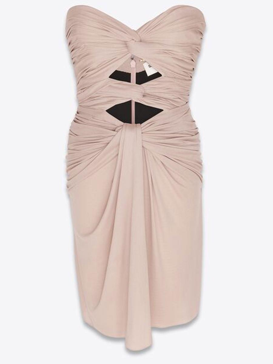 【関税&送料込】Saint Laurent Pink Cut-Out Mini Dress Designer Saint Laurent Cut Out Mini Dresses for Women - Up