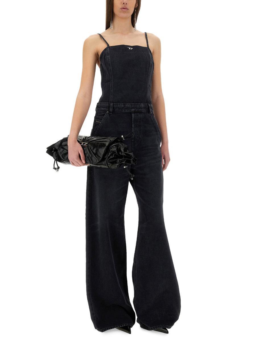 【関税&送料込】Diesel Jumpsuit With Denim Straps DIESEL Jumpsuit With Denim Straps in Black | Lyst