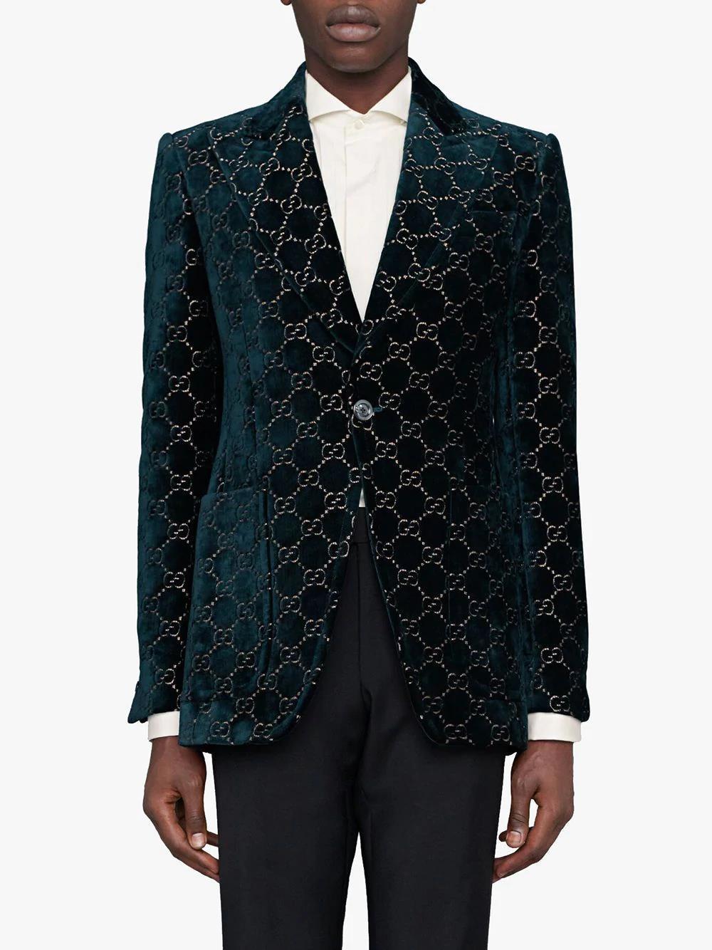 Gucci GG Velvet Jacket in Blue for Men | Lyst
