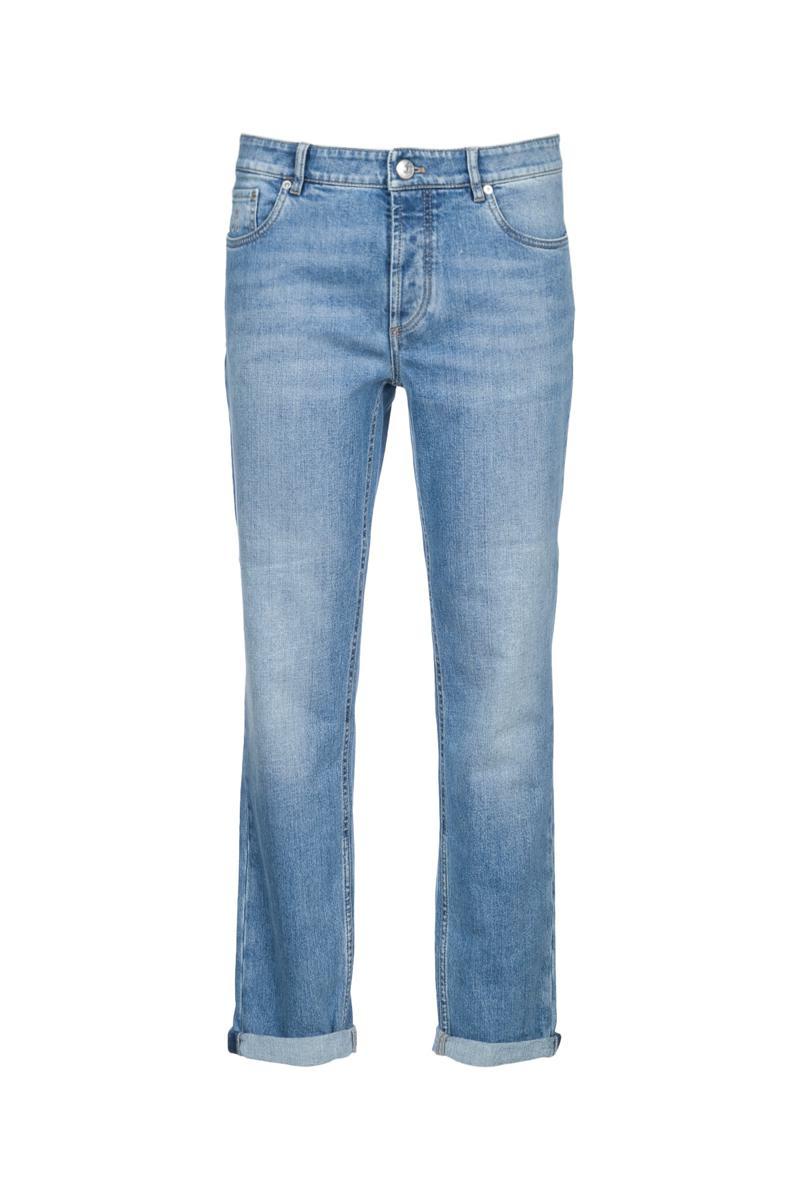 デニム・ジーパン BRUNELLO CUCINELLI Straight leg jeans (MP095P5847 C9044) Brunello Cucinelli - Blue jeans with a distressed effect