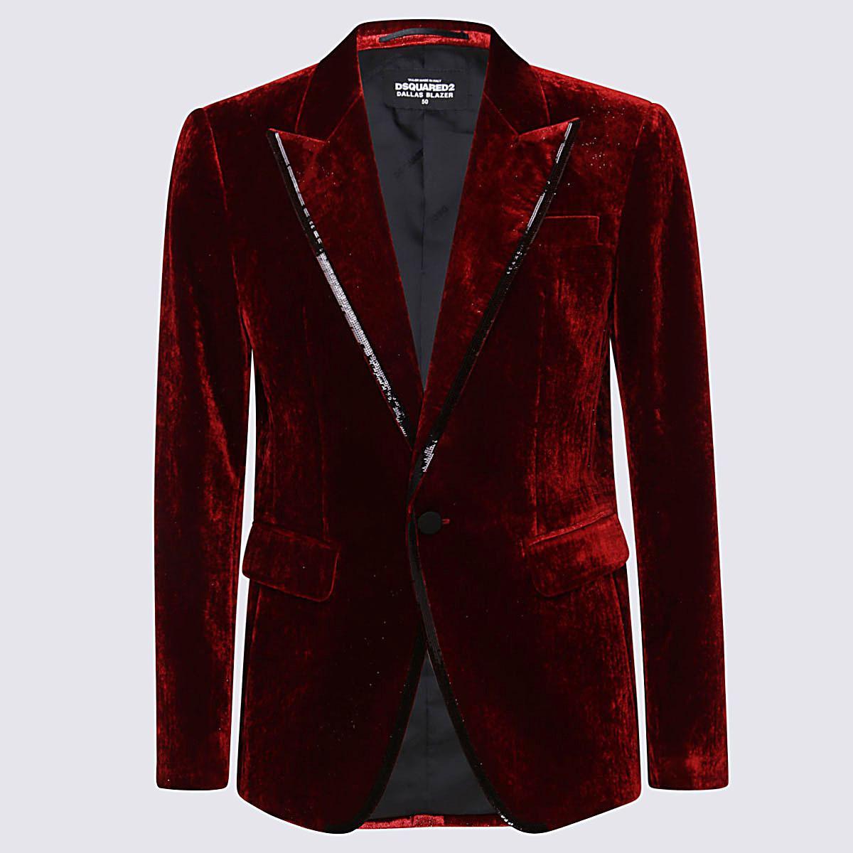 DSquared² Dark Red Cotton Blend Blazer for Men | Lyst