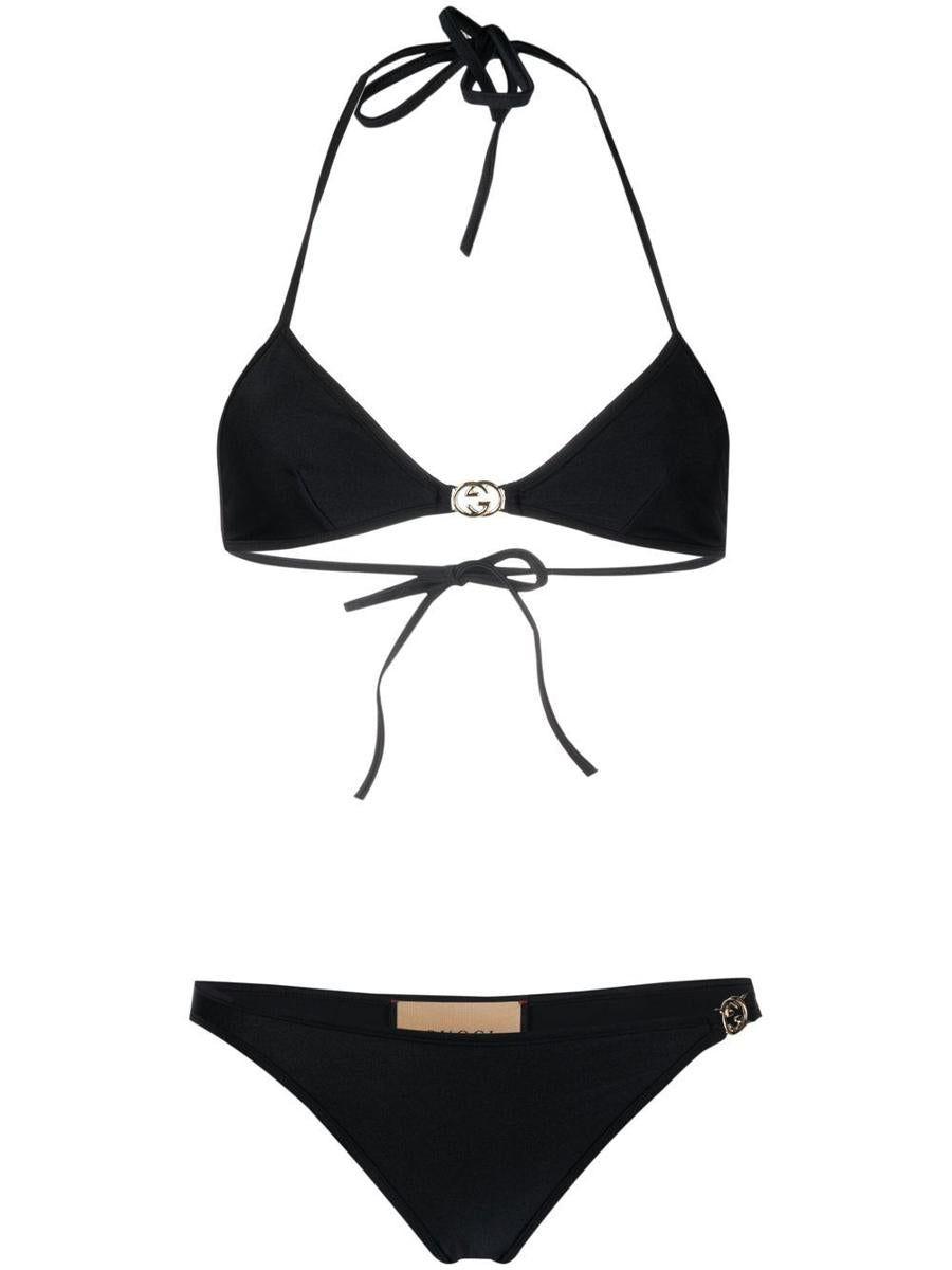 Gucci Triangle Bikini Set in Black | Lyst