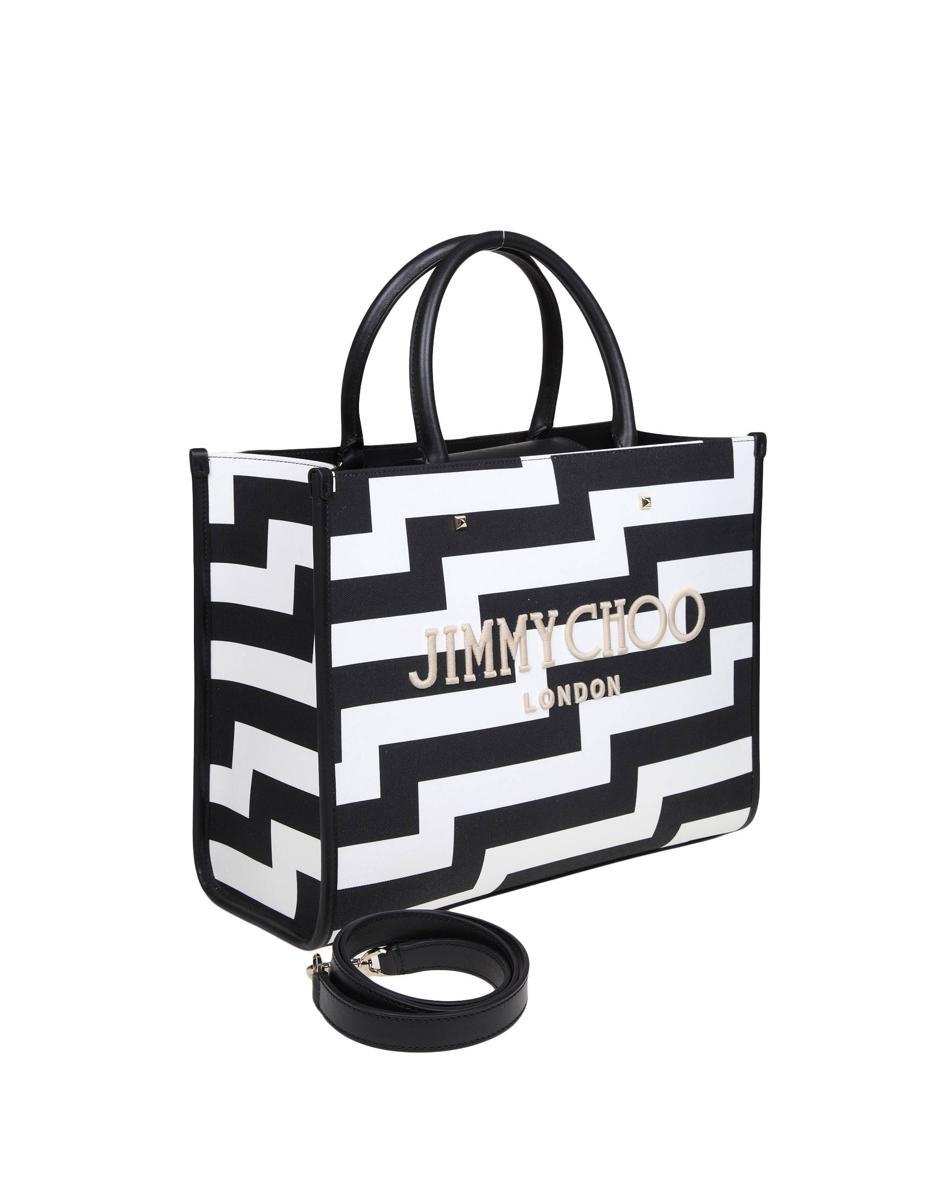 JIMMY CHOO Tote Bag Canvas Leather Black Logo A4 Unisex | eBay