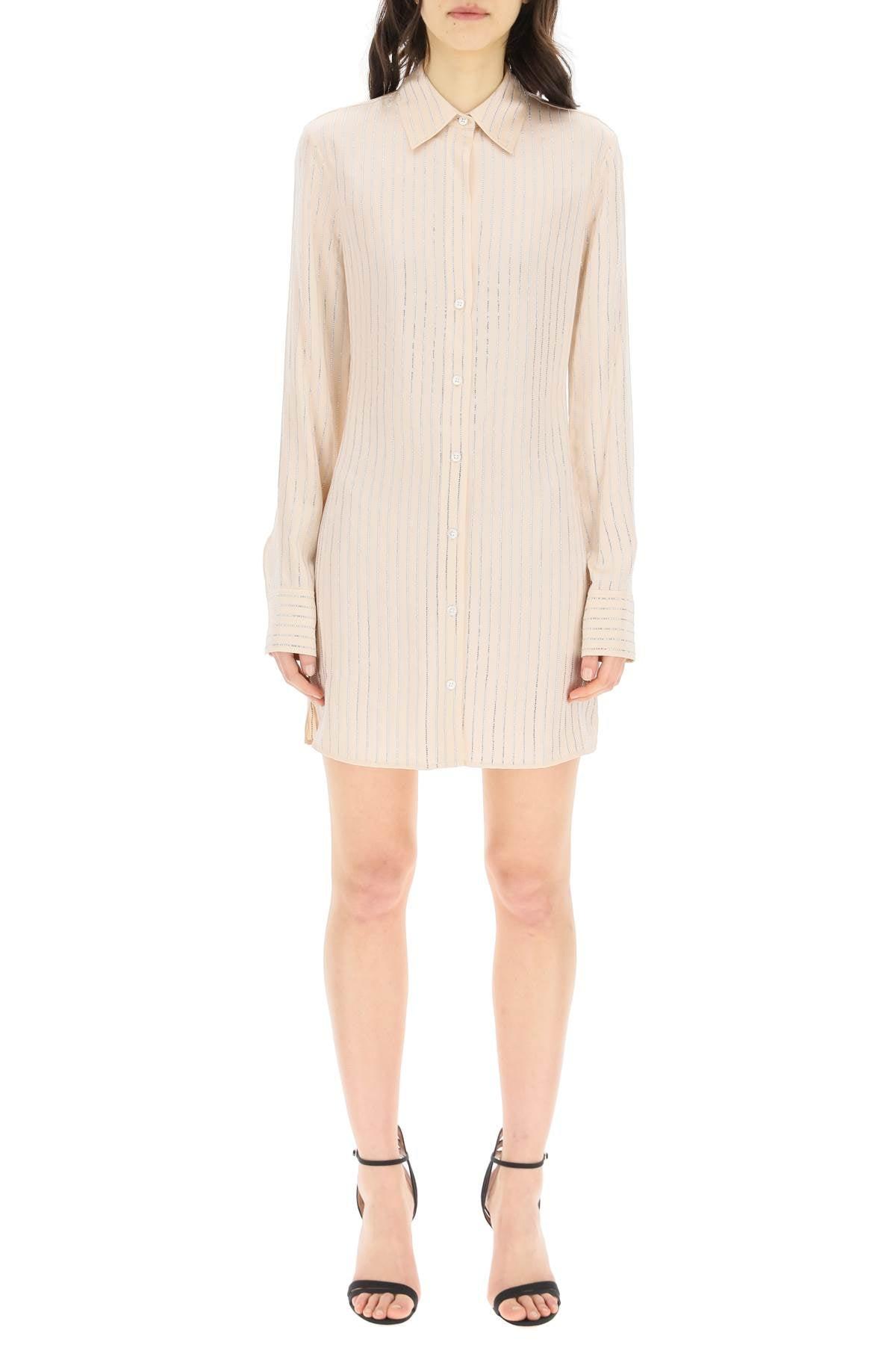 Alexander Wang Silk Mini Dress With Crystals in Natural - Lyst