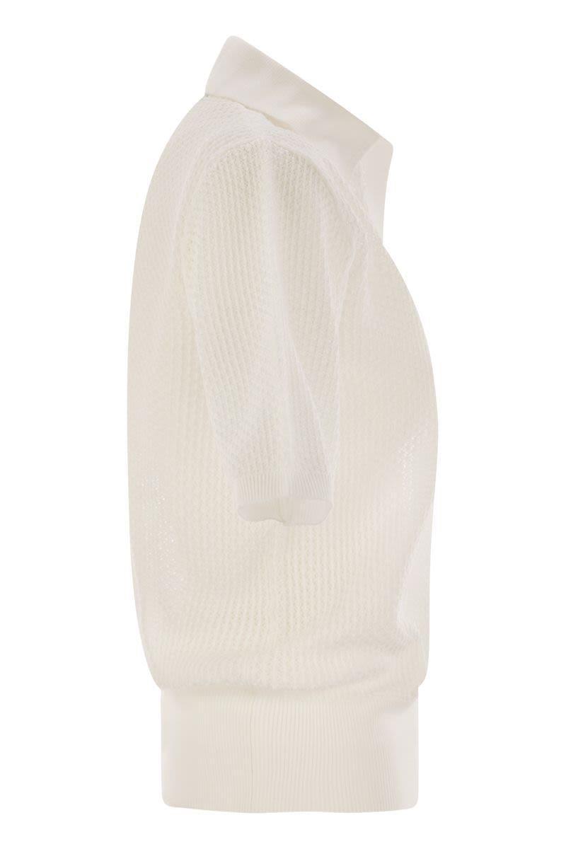Tシャツ・カットソー FABIANA FILIPPI Polo shirt with diamond thread Fabiana Filippi Polo Shirt With Diamond Thread in White