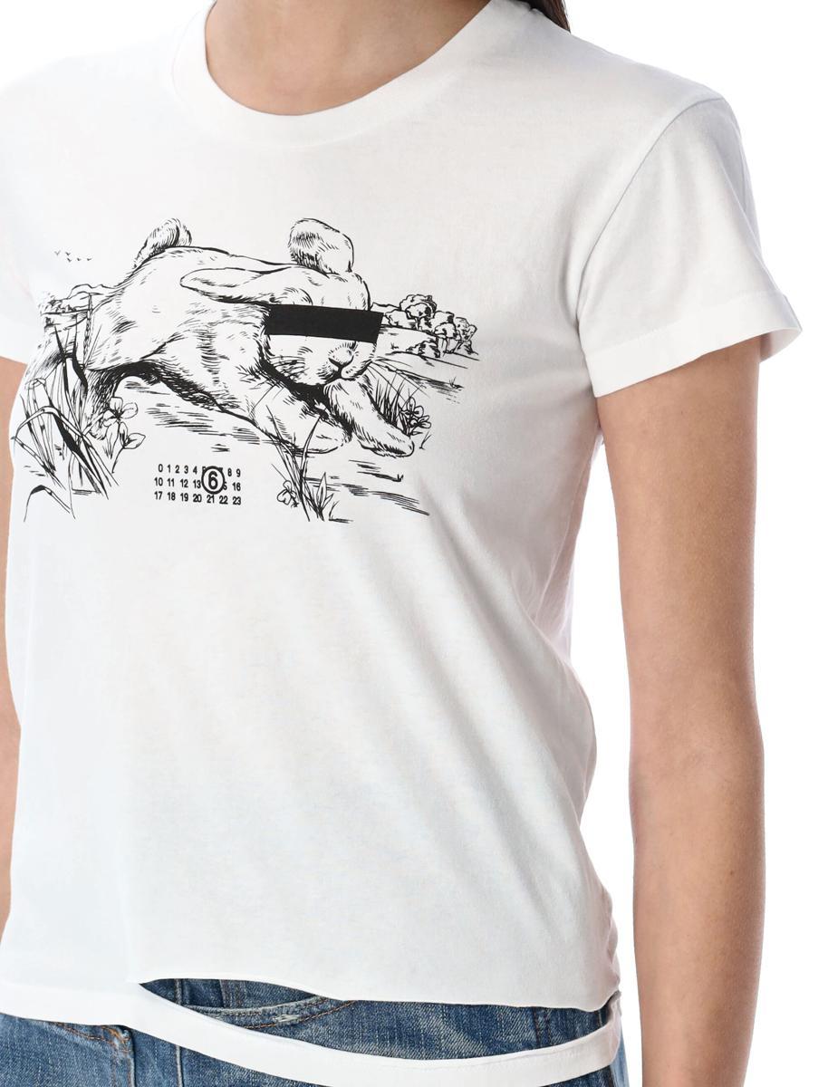 MM6 Maison Margiela ★ Rabbit Print Tシャツ White Rabbit Print T-shirt by MM6 Maison Margiela on Sale